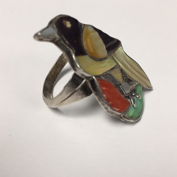 Rare Vintage Native American Zuni bird ring - Picture 4 of 6